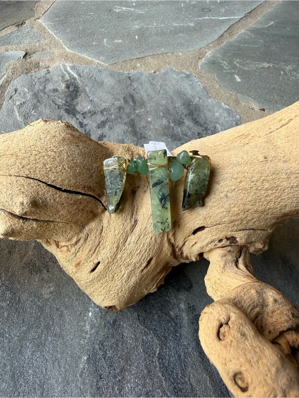 New🌟Free People-Green Gemstone Hair Barrette - Gold Wire Wrap
